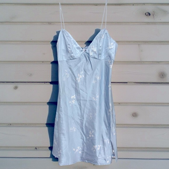 PRINCESS POLLY • Blue Floral Stargazing Mini Spaghetti Strap Dress - Picture 14 of 15